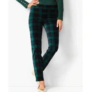 Talbots Velveteen Straight-Leg Pants Green Plaid Black Watch Tartan 10 NWT